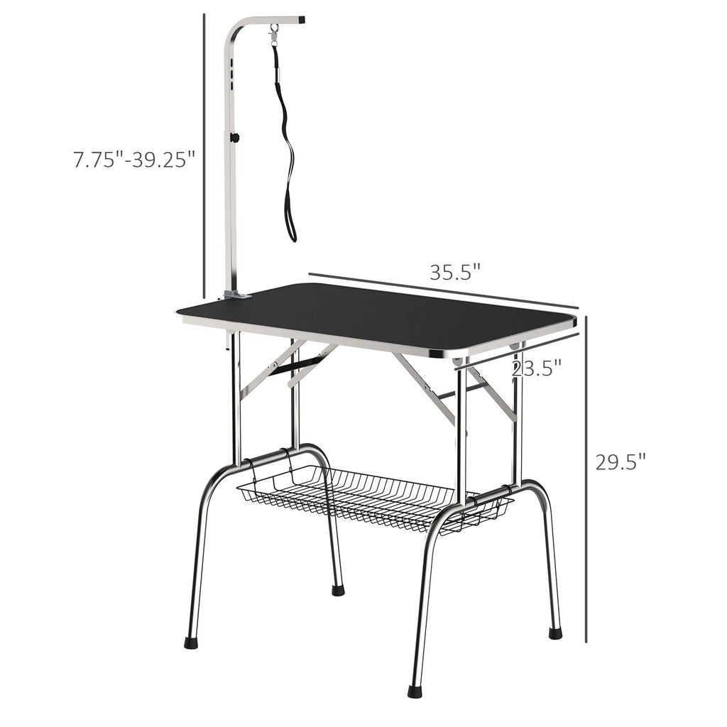 Dog Grooming Table with Adjustable Arm and Storage Shelf – view 7