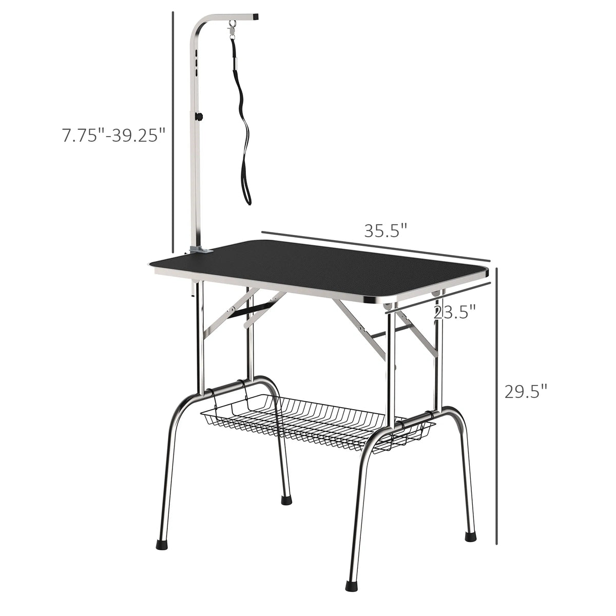 Dog Grooming Table with Adjustable Arm and Storage Shelf – view 7