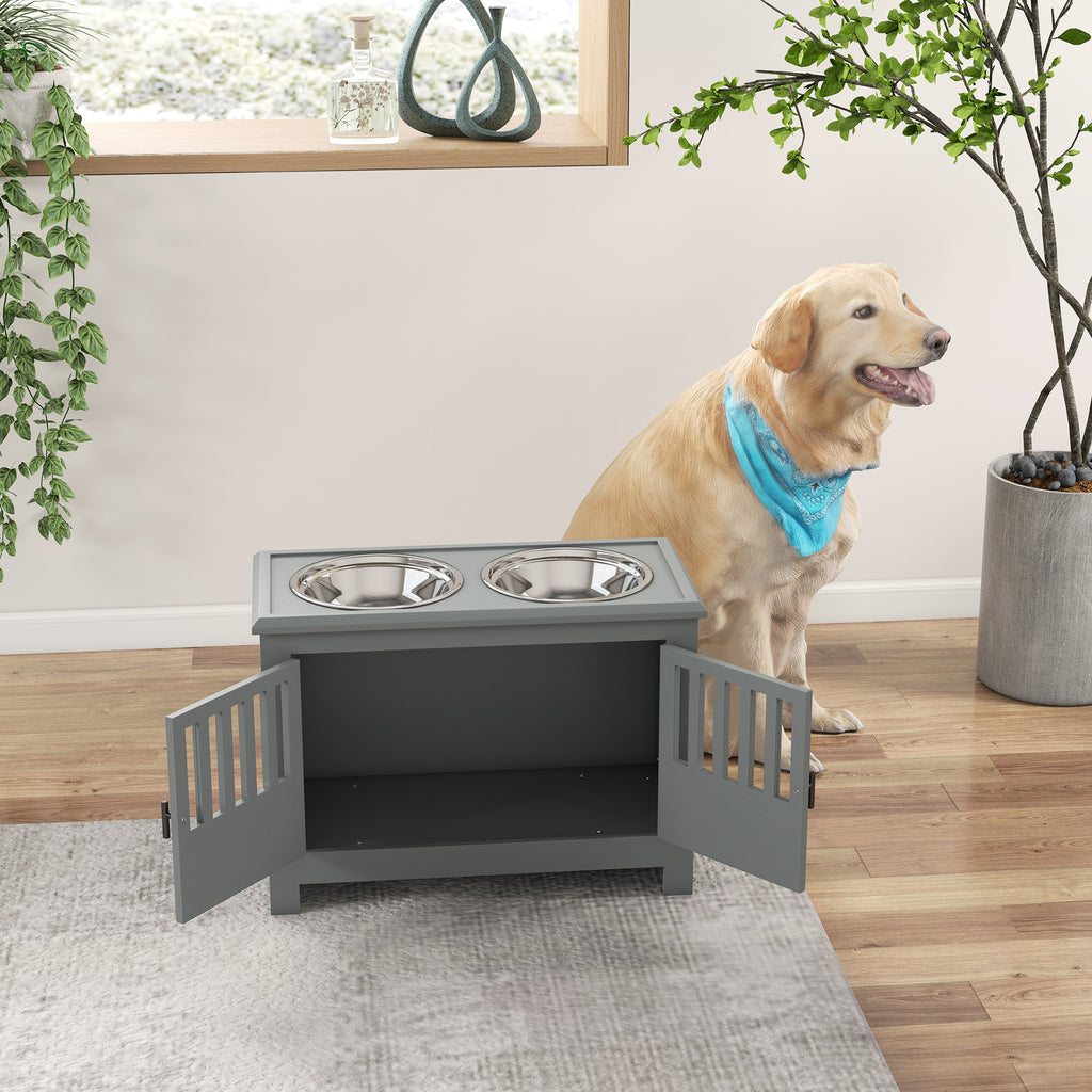 Dog Food Storage Cabinet with Bowls and Feeding Station – view 9