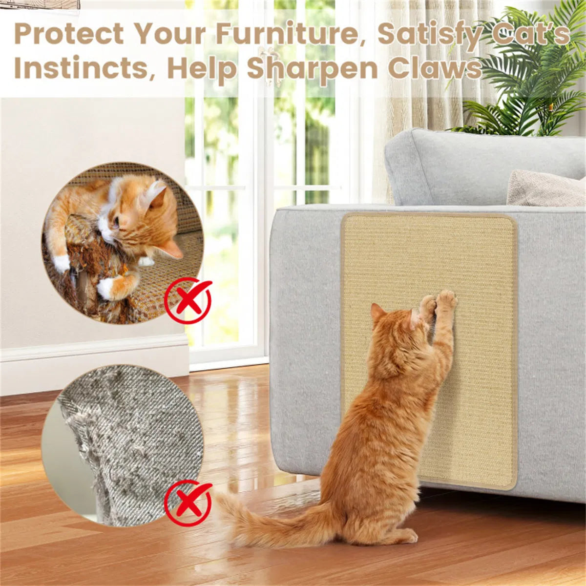 Natural Cat Scratching Mats Set for Furniture Protection – view 10