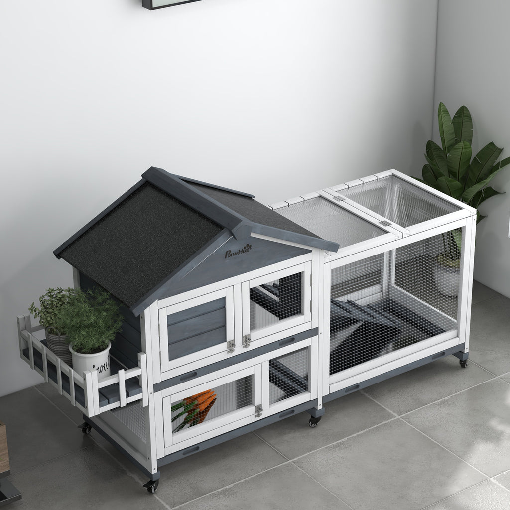 Wooden Rabbit Hutch with Openable Roof & Storage Box – view 9