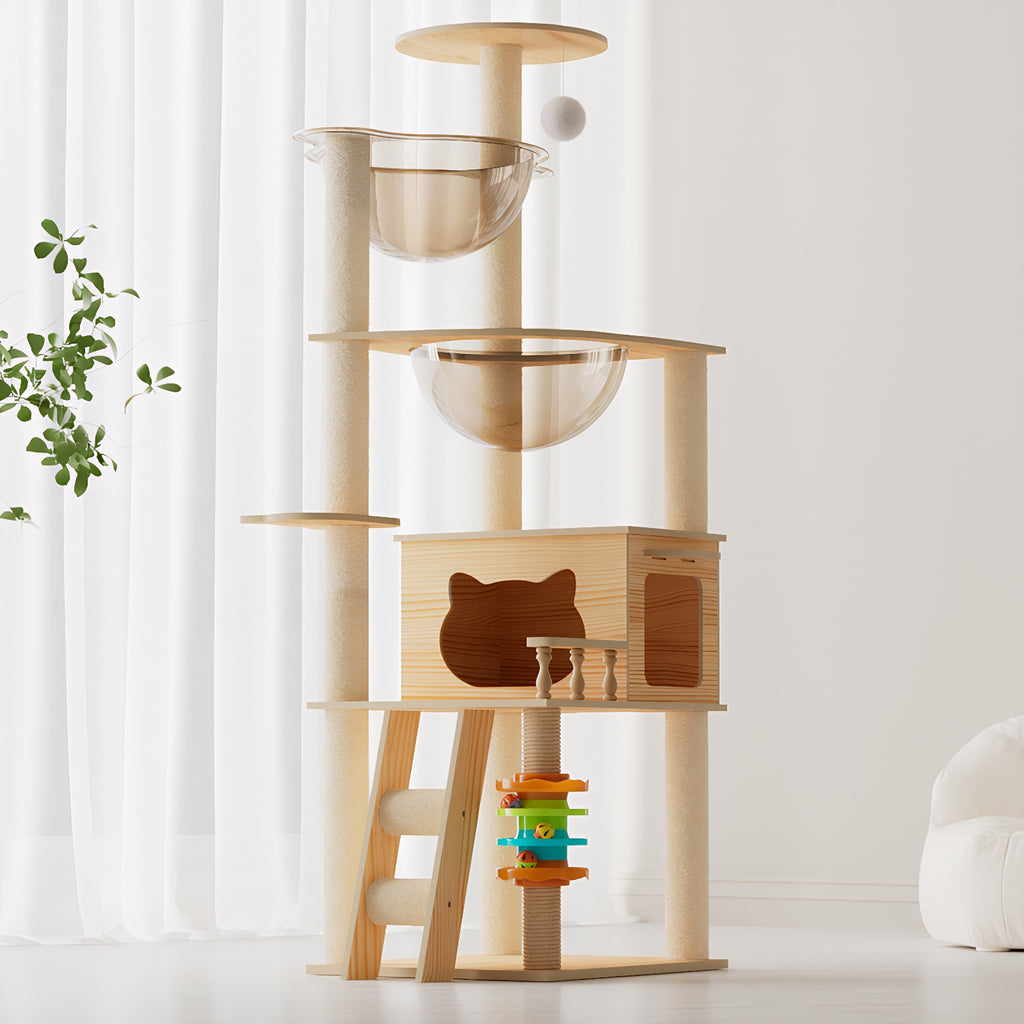 59" Modern Cat Tower with Scratching Posts and Perch