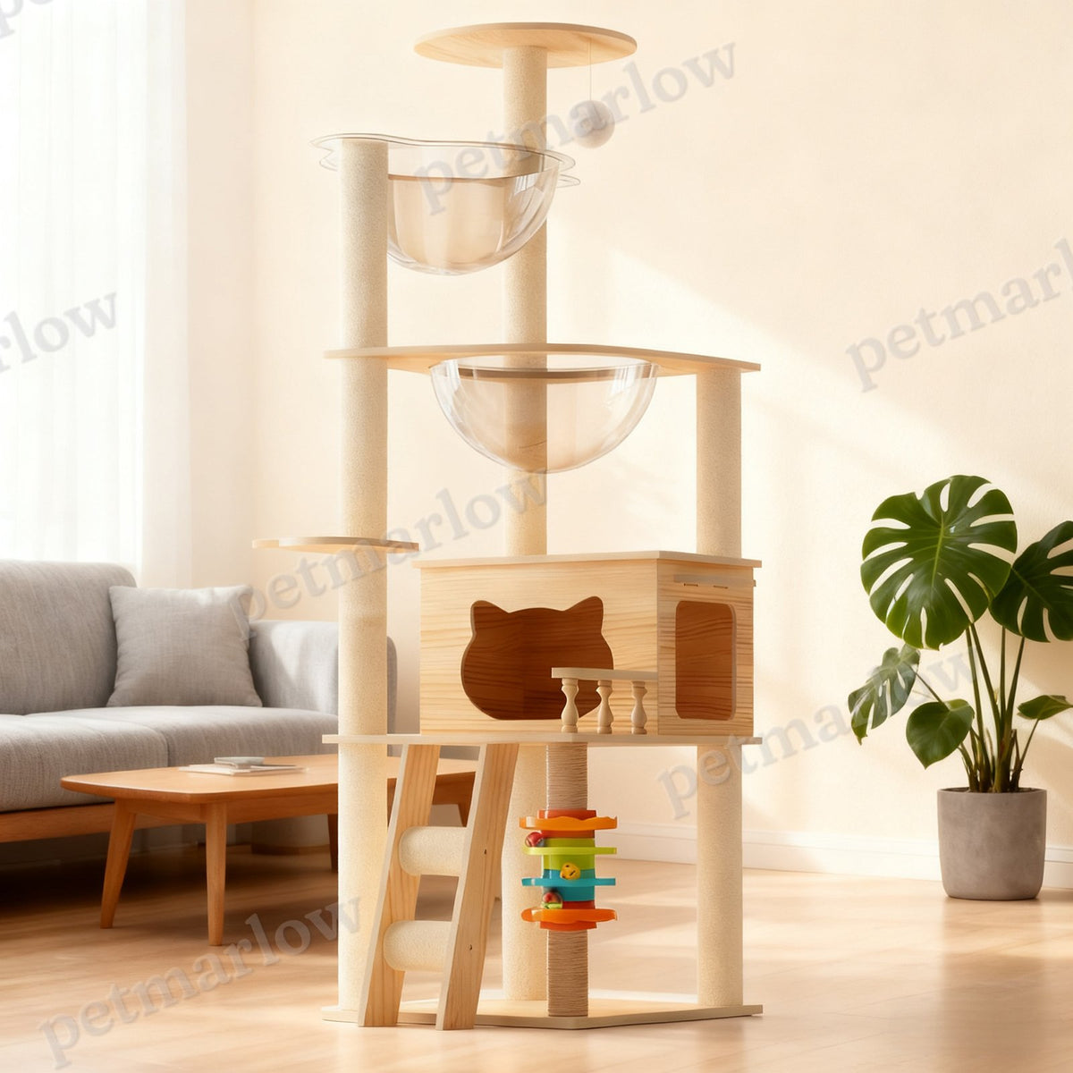 59" Modern Cat Tower with Scratching Posts and Perch – view 5