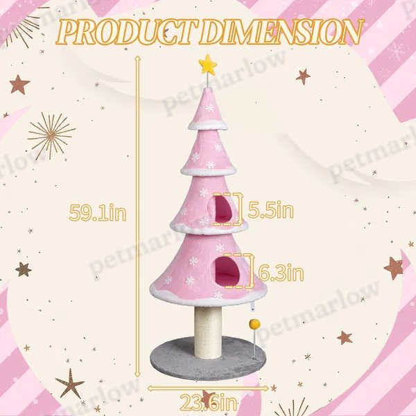 59in Large Christmas Tree Cat Tower – view 6