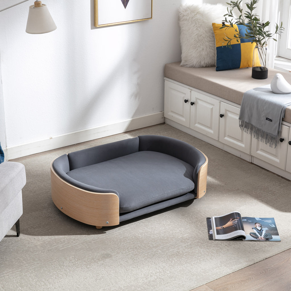 Elevated Dog Bed Sofa with Solid Wood Legs and Velvet Cushion – view 8