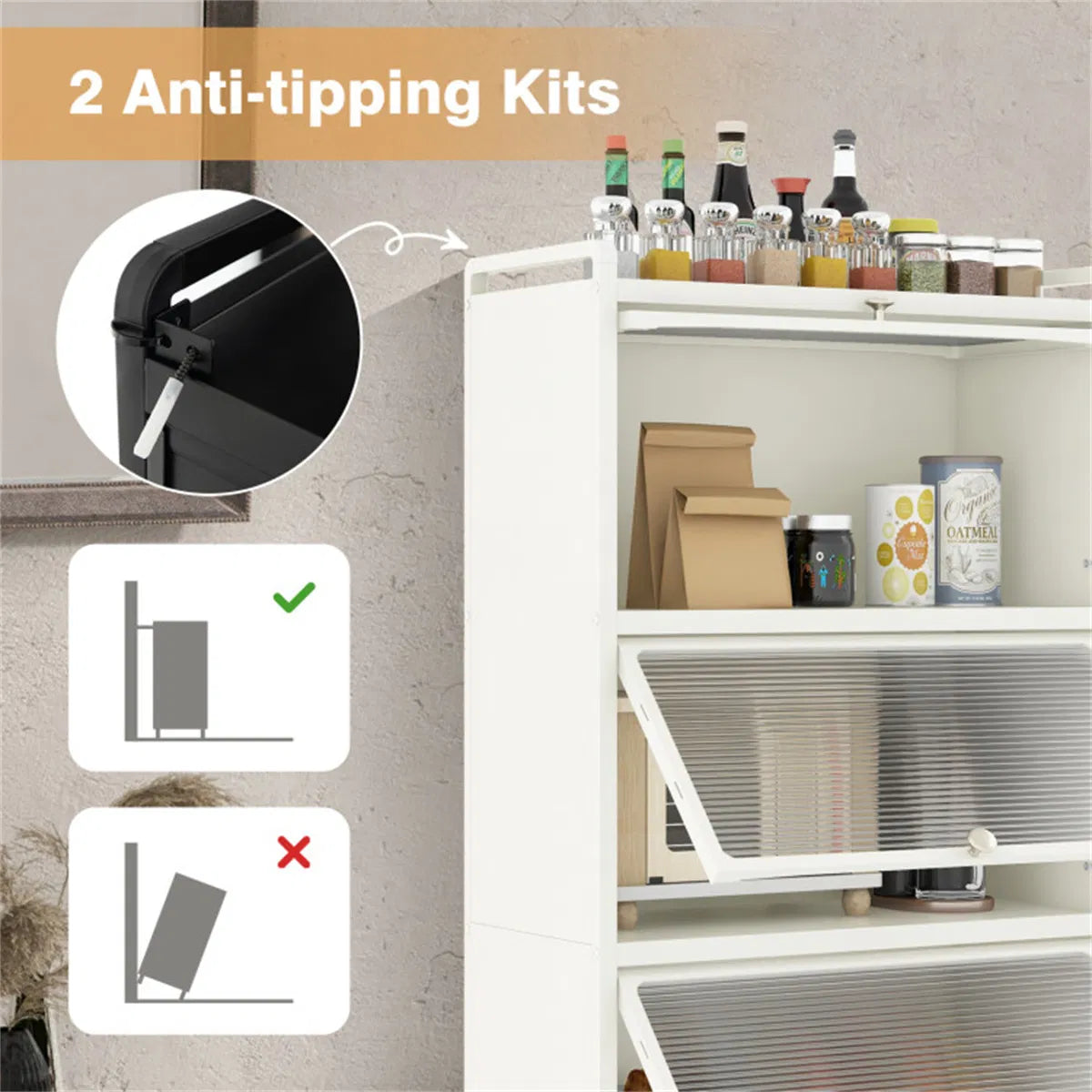 5-Tier Rolling Kitchen Storage Rack with Dust-Proof Doors – view 9