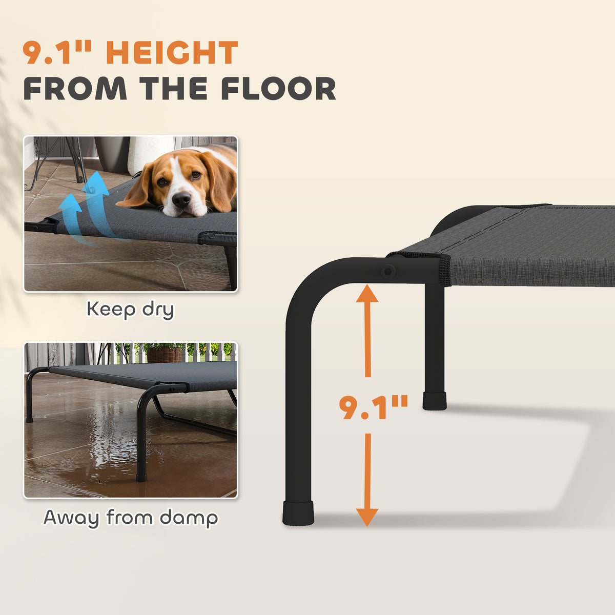 Elevated Dog Bed for Large Breeds Gray 60"L – view 9