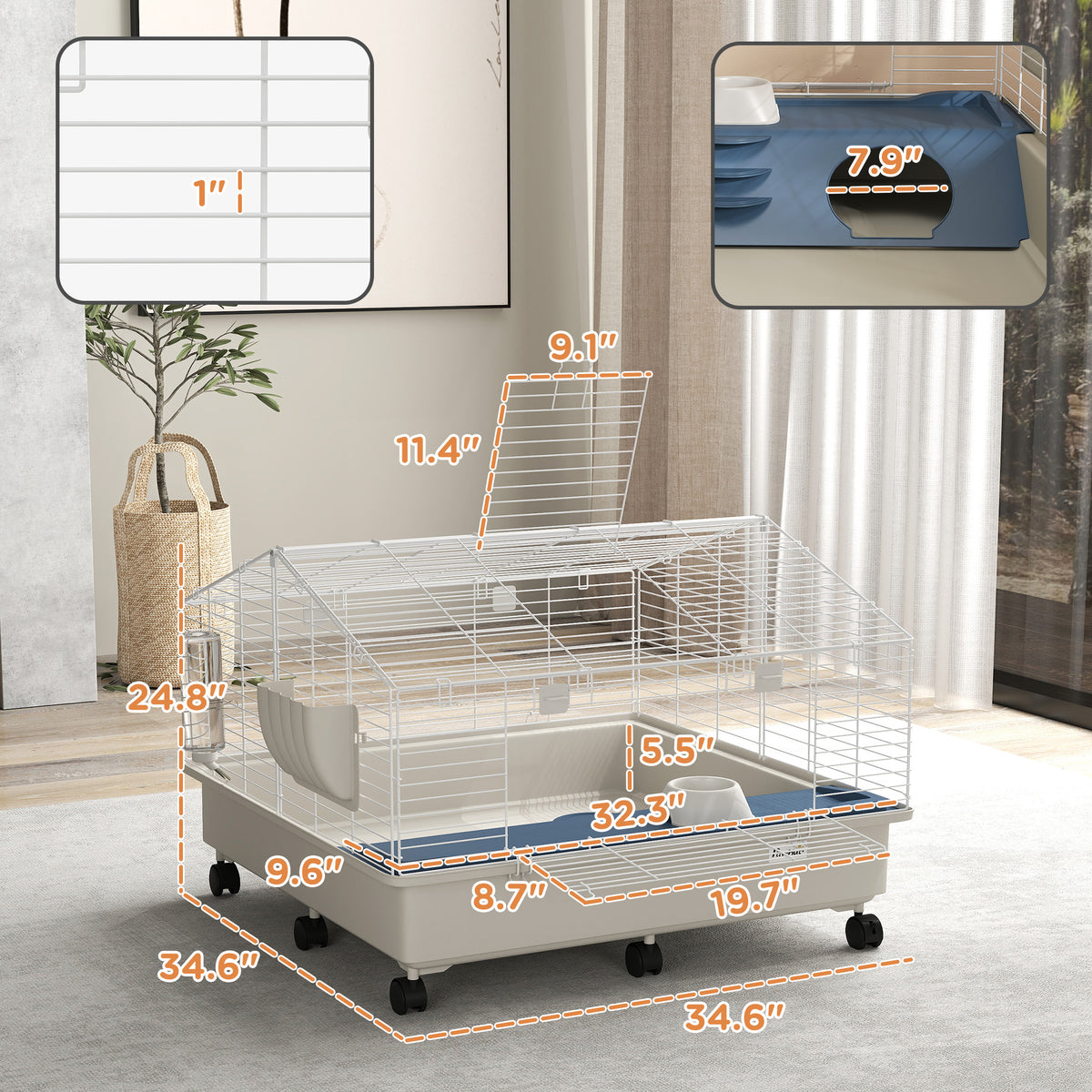 Rolling Small Animal Cage with Feeder and Water Bottle – view 7