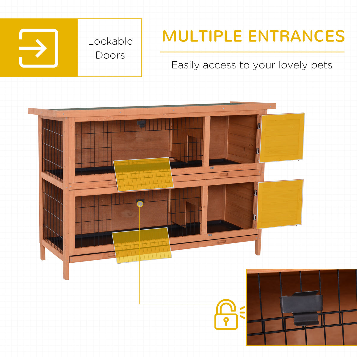 Large 2-Story Rabbit Hutch with Lockable Doors – view 9