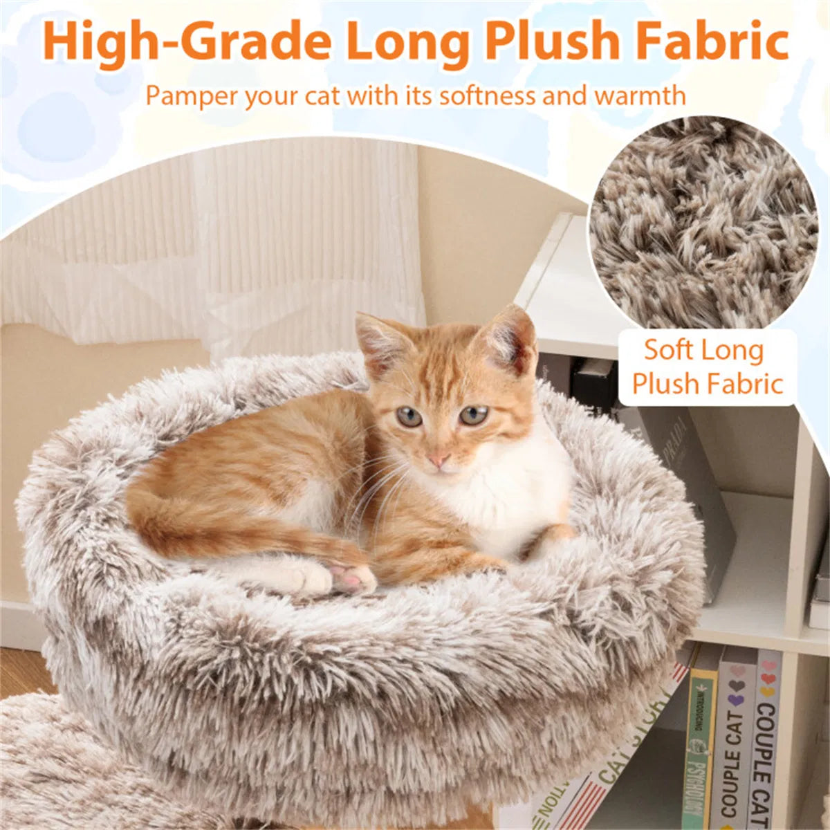 Natural Pear Wood Cat Tree with Plush Levels and Scratching Posts – view 10