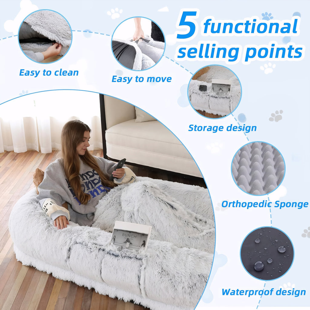 Human Dog Bed Washable Faux Fur Napping Bed – view 9