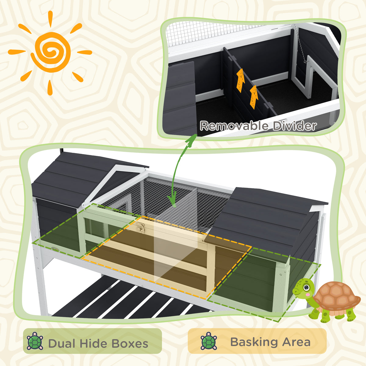 Tortoise House with Adjustable Lamp Holder and Storage Shelf – view 9