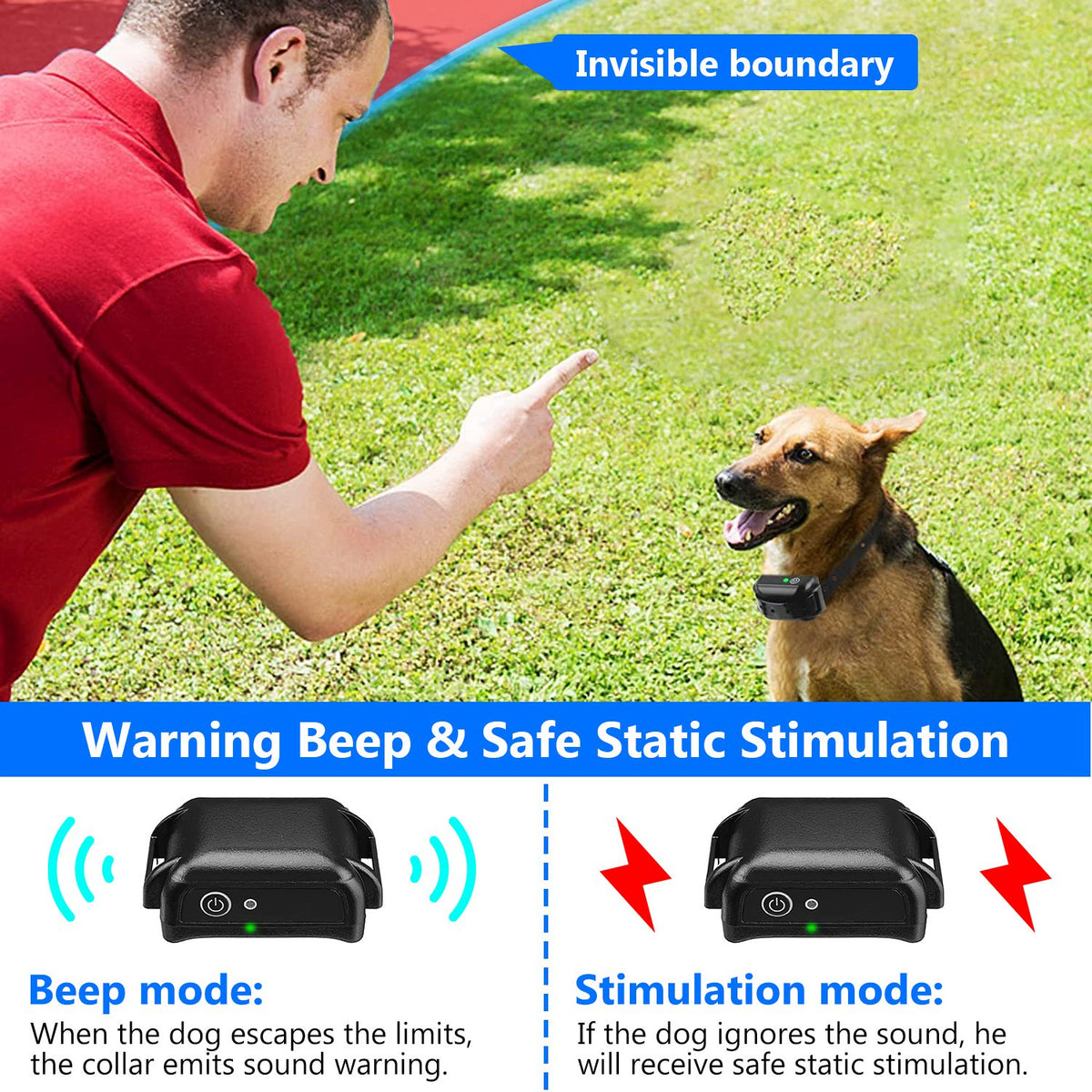 Wireless Electric Dog Fence System for Training and Containment – view 11