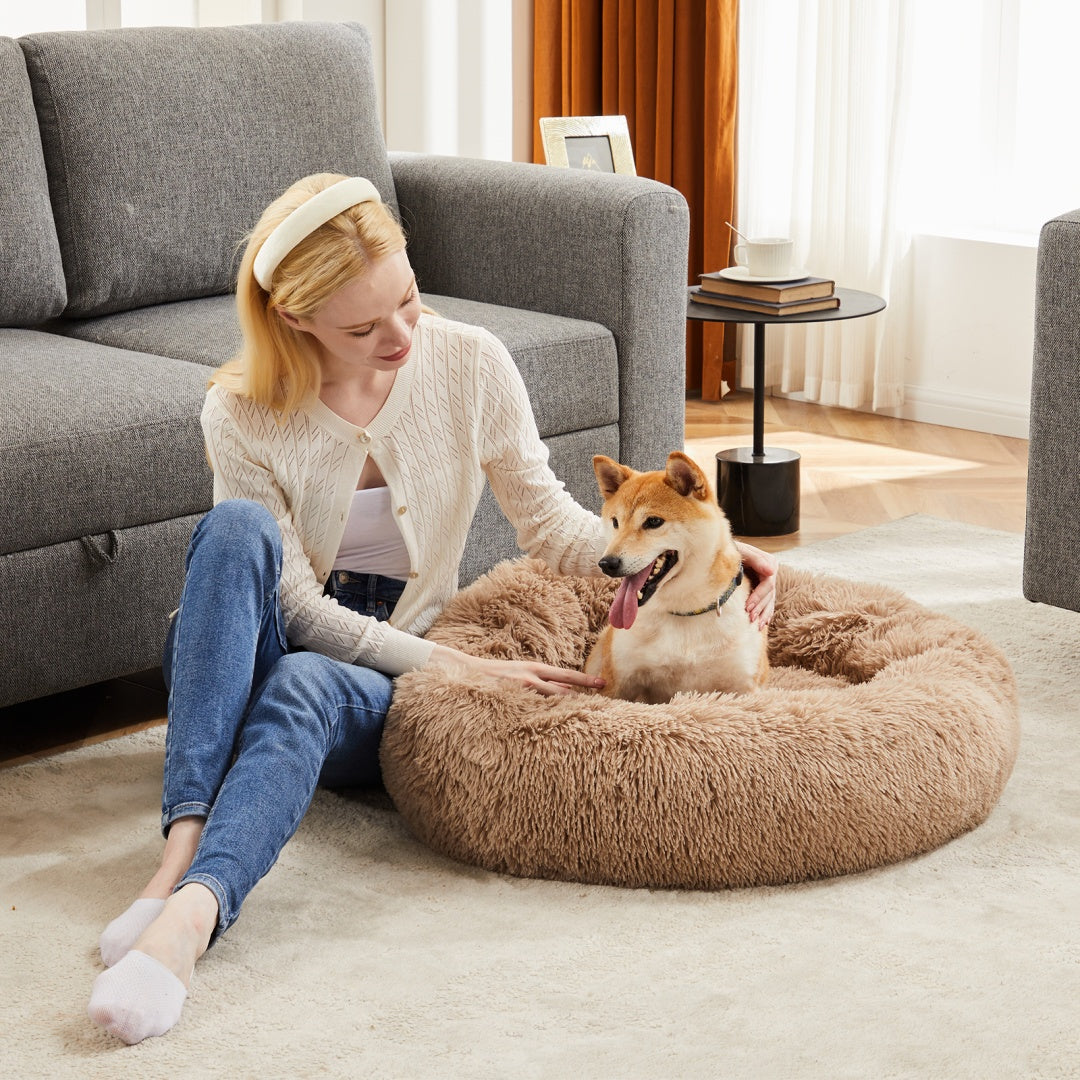 Round Faux Fur Donut Pet Bed