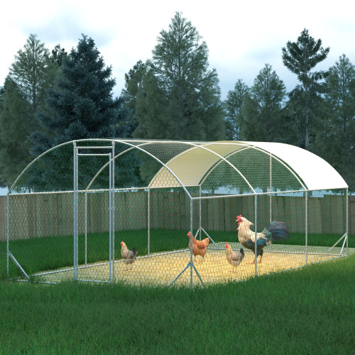 Large Metal Chicken Coop with Waterproof Cover for Poultry – view 7
