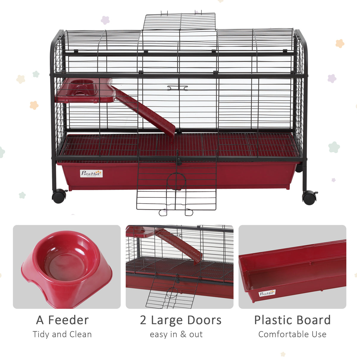 Small Animal Cage with Rolling Wheels and Feeder – view 7