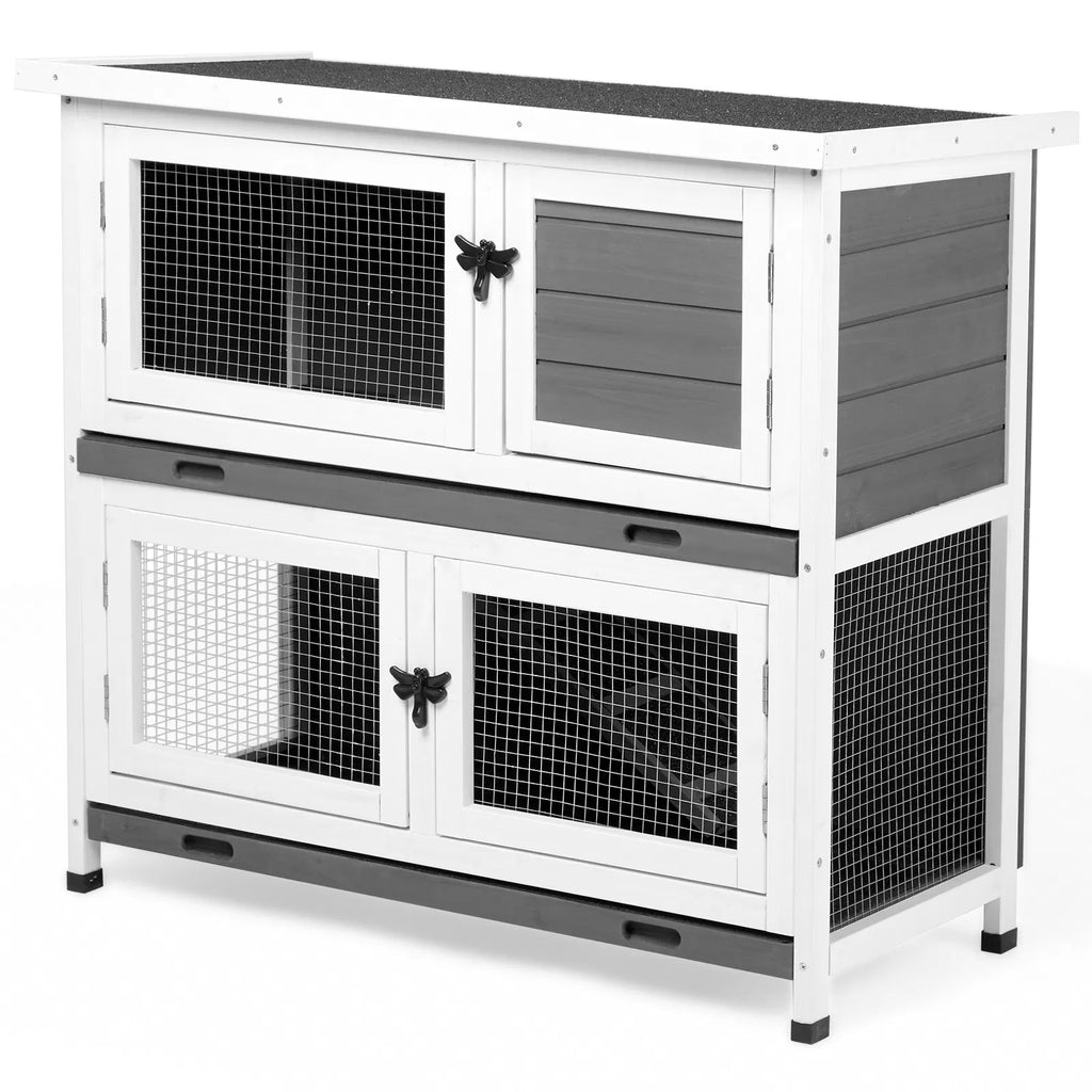 2 Story Solid Wood Rabbit Hutch for Small Animals – view 13