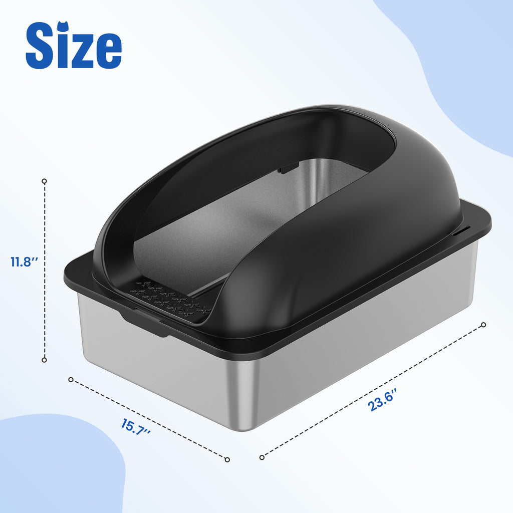 Stainless Steel Cat Litter Box With Lid For Large Cats – view 12