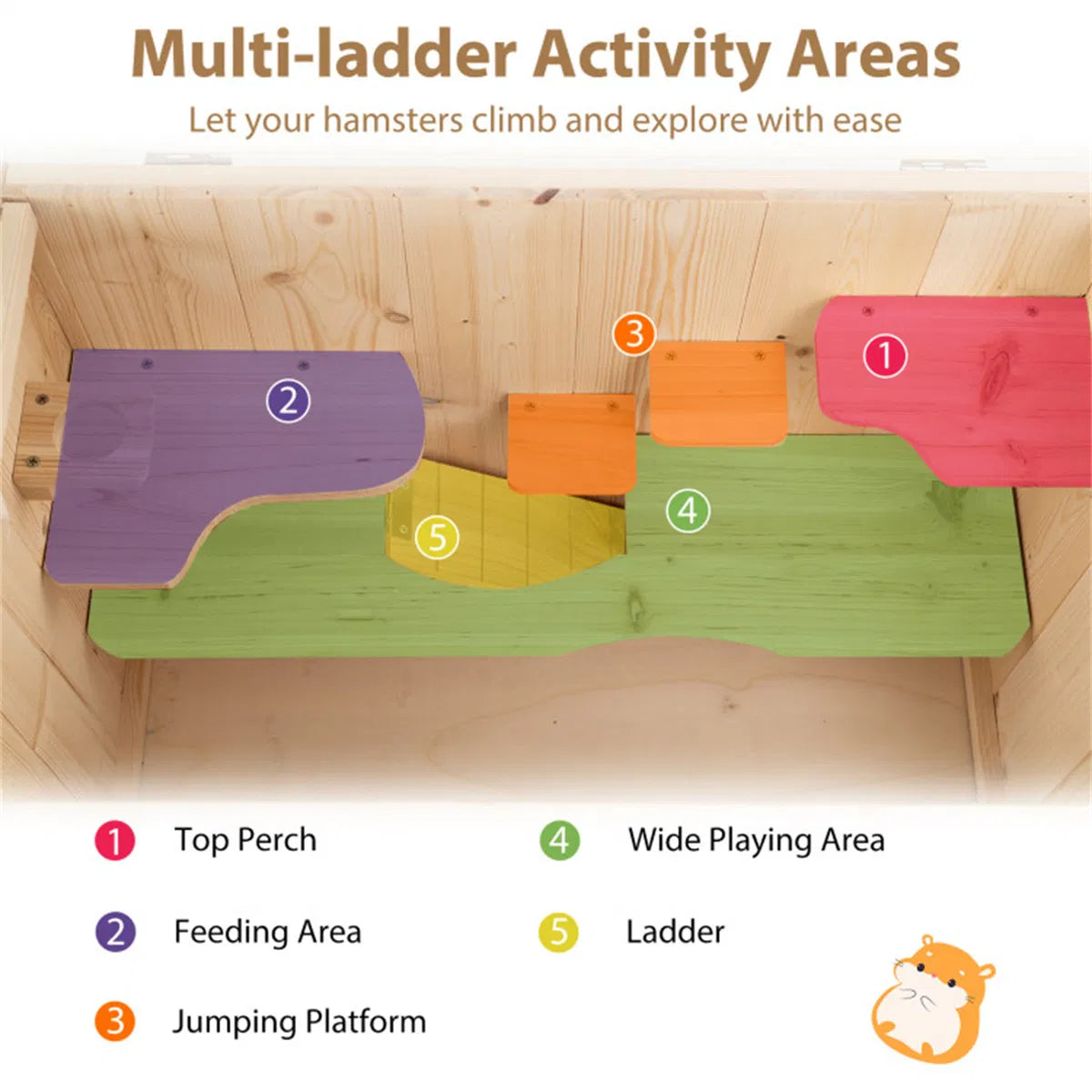 Hamster Cage with Flip Roof and Multi-Ladder Activity Areas – view 9