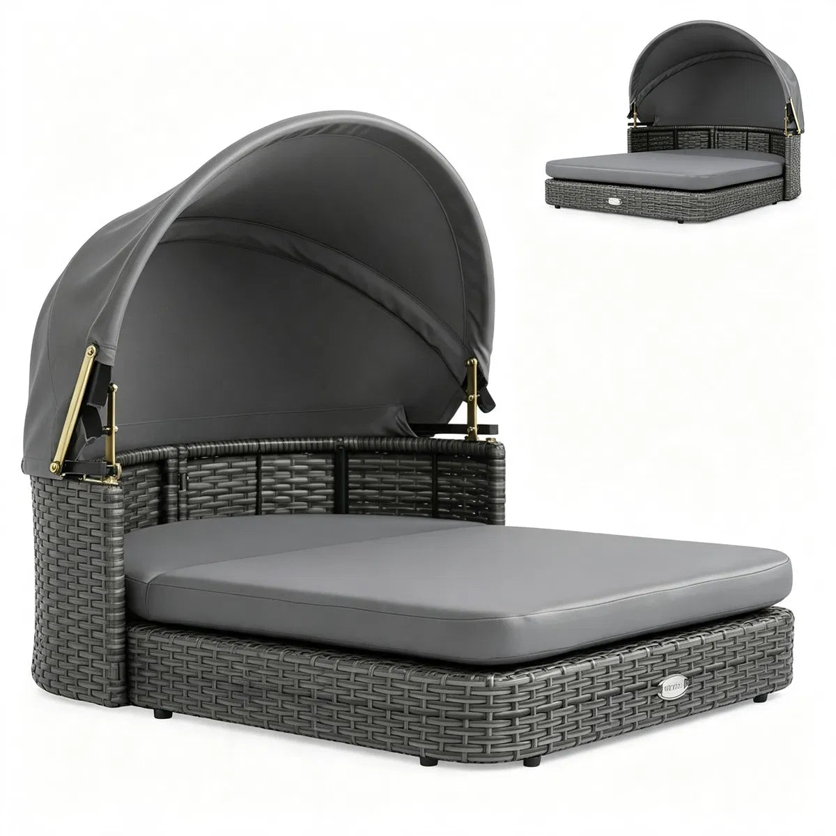 Hand-Woven PE Rattan Dog Bed with Canopy – view 7