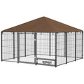 Outdoor Dog Kennel with Canopy and Rotating Bowl – Coffee / 695x205x1240 mm