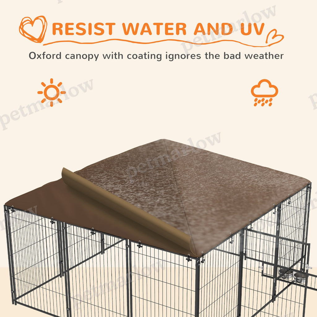Outdoor Dog Kennel with Canopy and Rotating Bowl – view 4