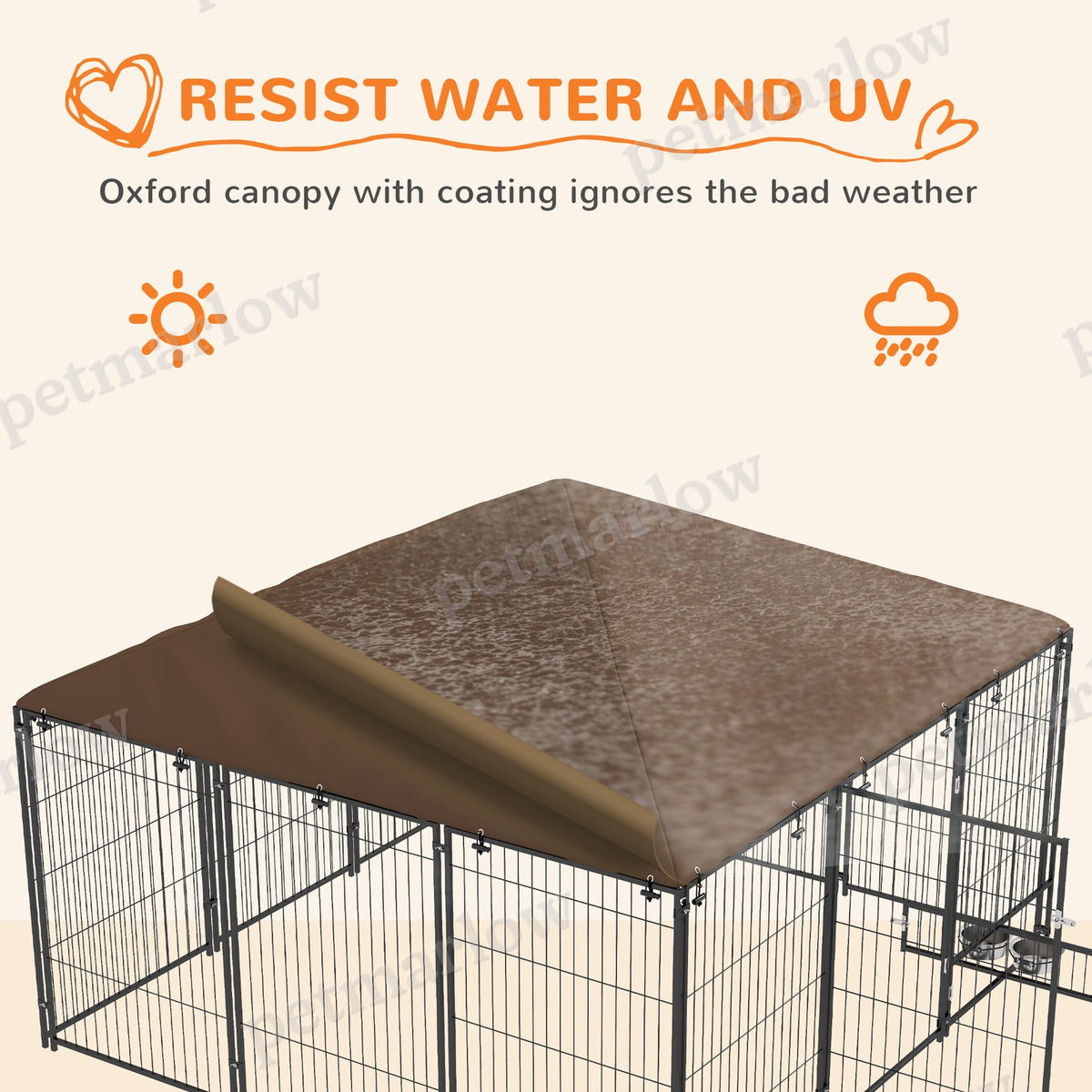Outdoor Dog Kennel with Canopy and Rotating Bowl – view 4