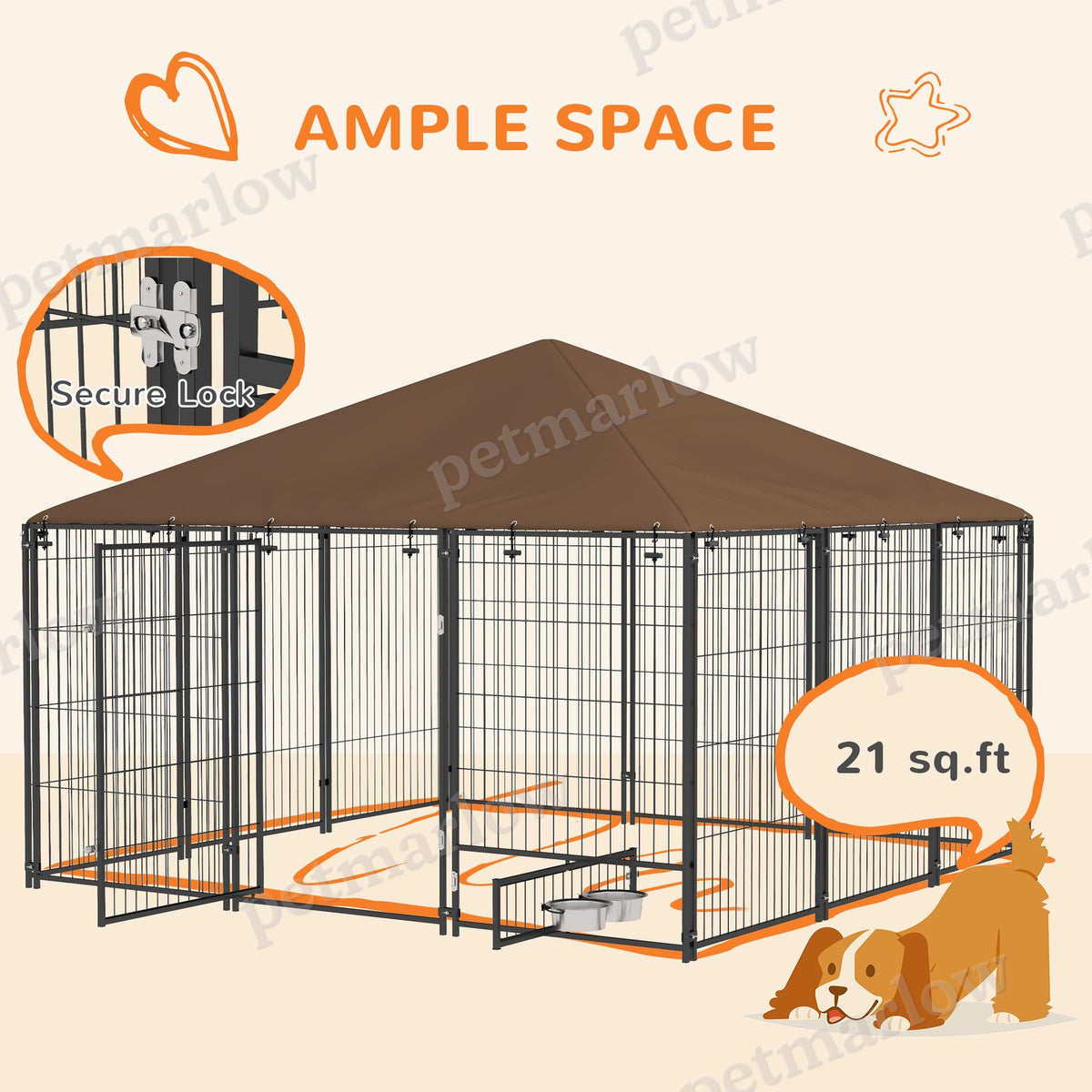 Outdoor Dog Kennel with Canopy and Rotating Bowl – view 5