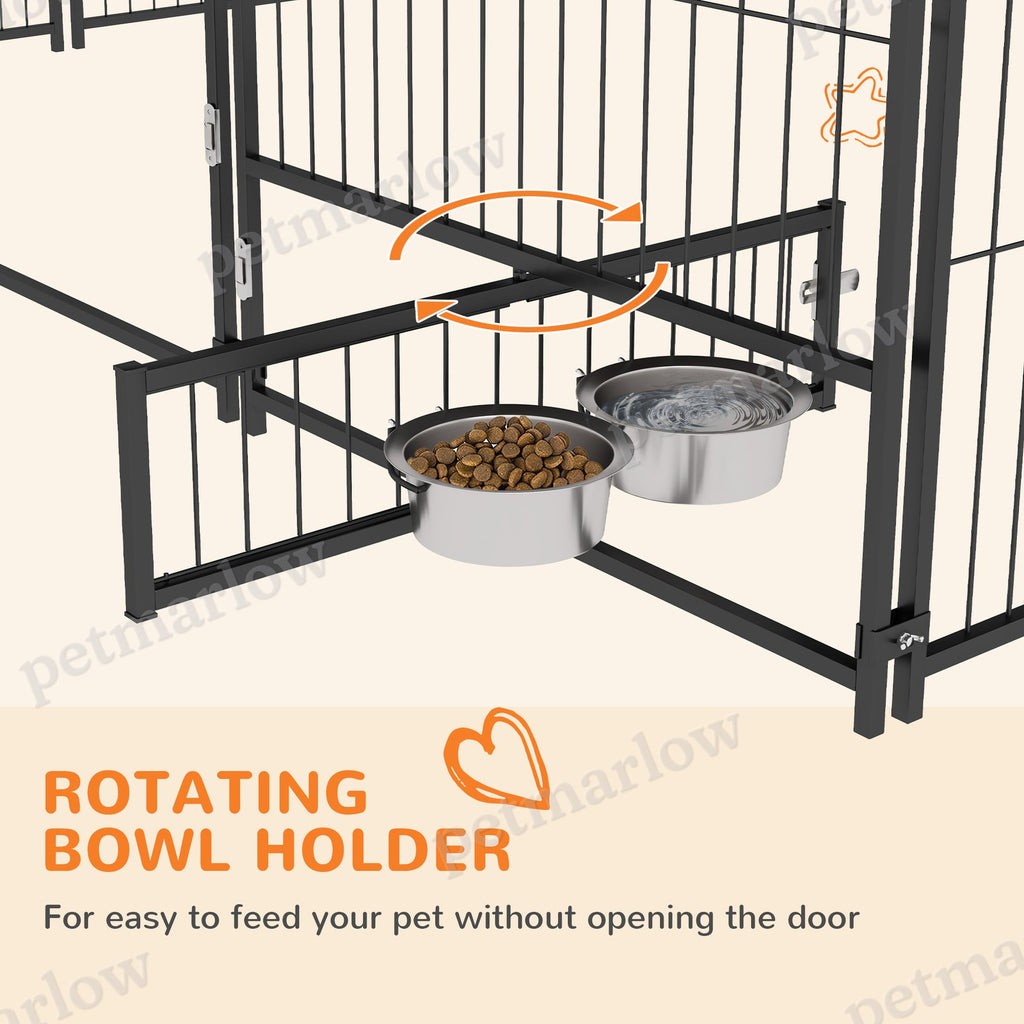 Outdoor Dog Kennel with Canopy and Rotating Bowl – view 6