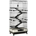 6-Level Small Animal Cage for Rabbits and Ferrets – Black / 870x600x410 mm