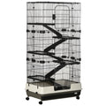 6-Tier Rolling Rabbit Cage with Large Living Space – Black and White / 870x600x410 mm
