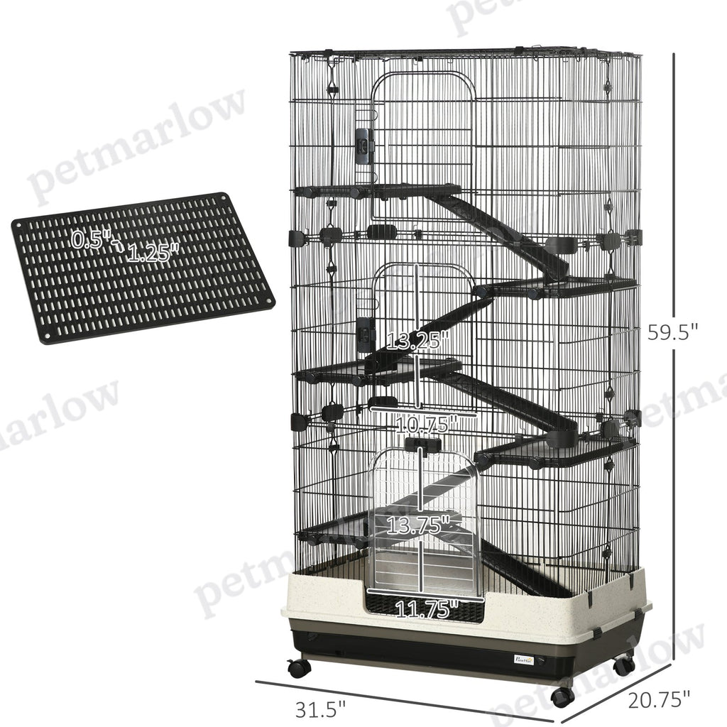 6-Tier Rolling Rabbit Cage with Large Living Space – view 4