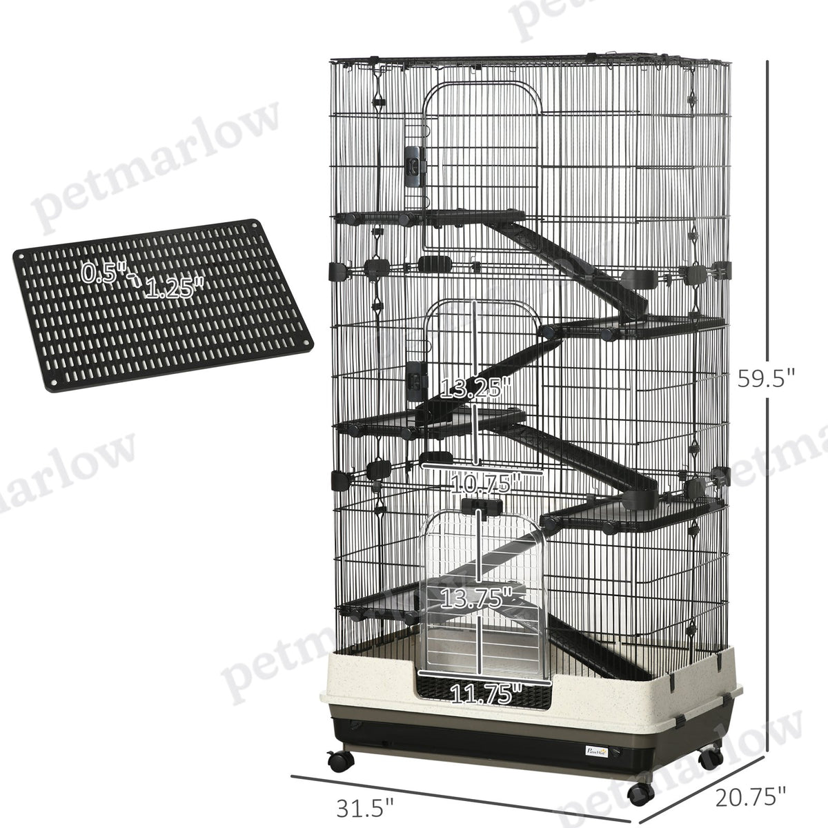 6-Tier Rolling Rabbit Cage with Large Living Space – view 4