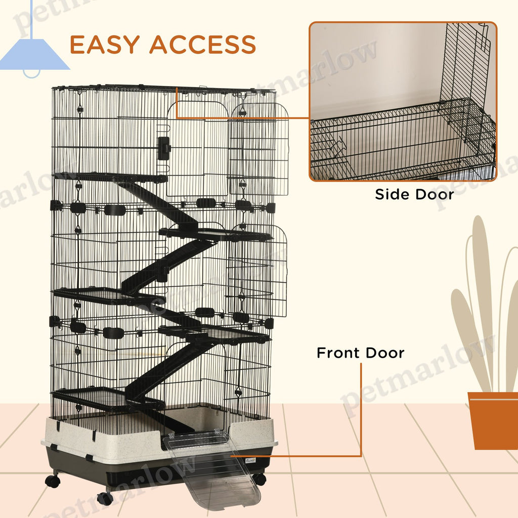 6-Tier Rolling Rabbit Cage with Large Living Space – view 5