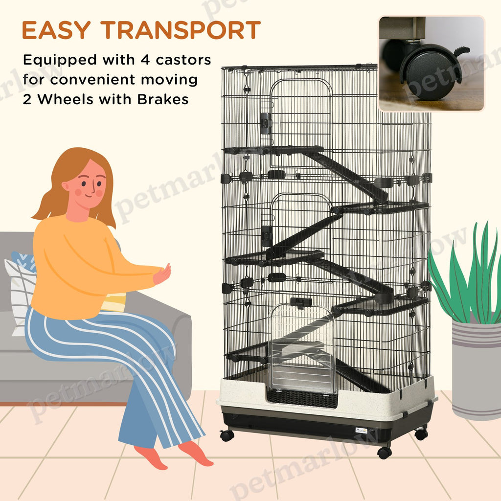 6-Tier Rolling Rabbit Cage with Large Living Space – view 6