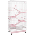 6-Tier Small Animal Cage for Rabbits and Chinchillas – Pink / 835x380x555 mm