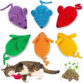 6 Woolen Yarn Crochet Mouse Catnip Toys for Indoor Cats
