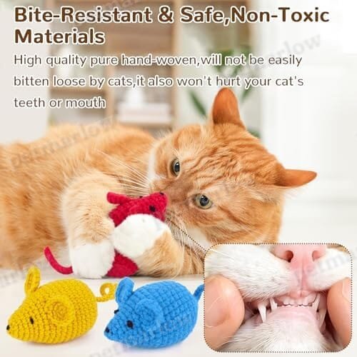 6 Woolen Yarn Crochet Mouse Catnip Toys for Indoor Cats – view 5
