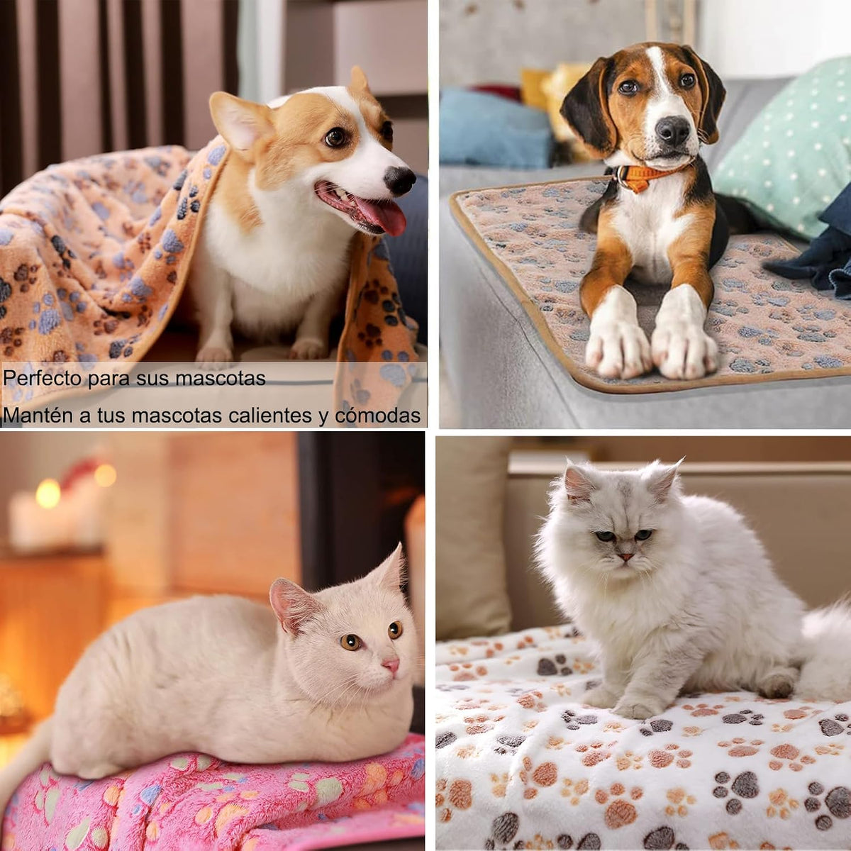 Soft Paw Print Pet Blankets, 3-Pack