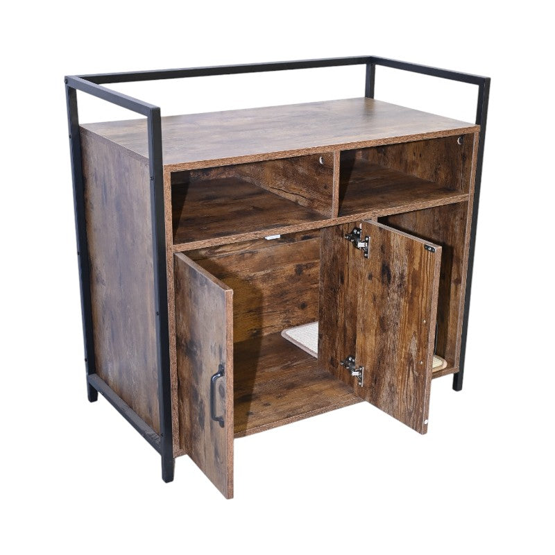 Cat Litter Box Enclosure with Rustic Brown Finish – view 9