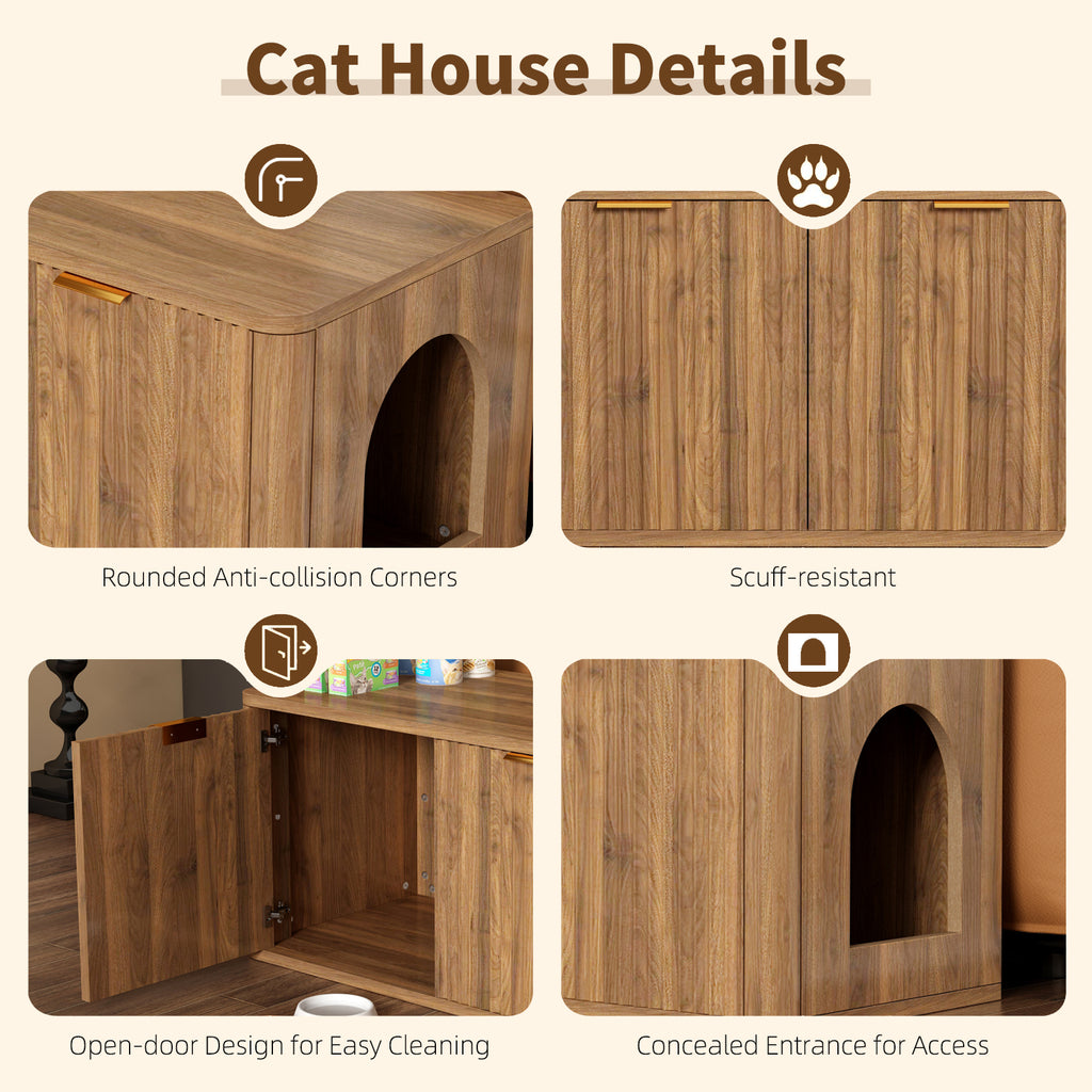 Walnut Cat Litter Box Enclosure Furniture – view 7