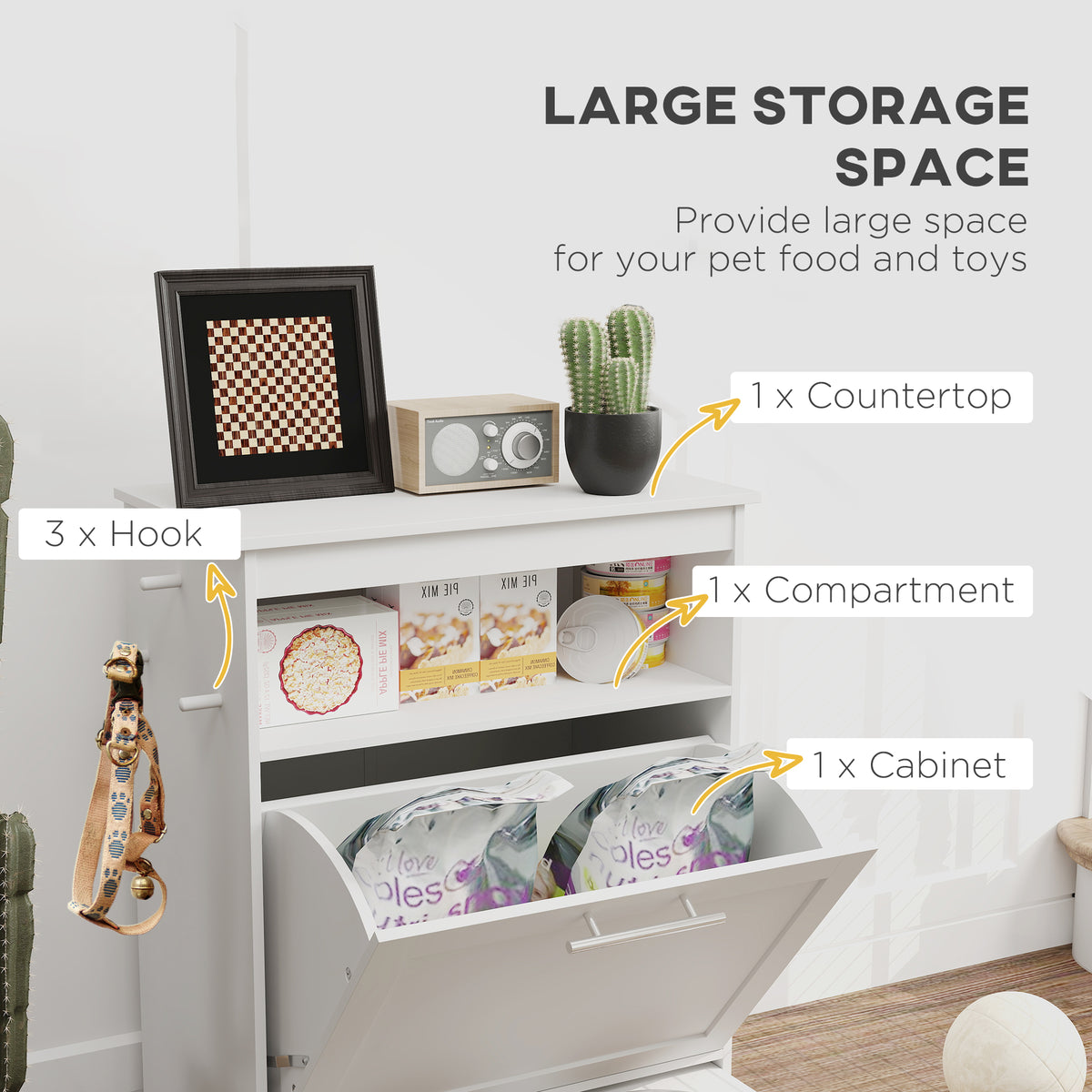 Pet Feeder Station Storage Cabinet with Bowls – view 9