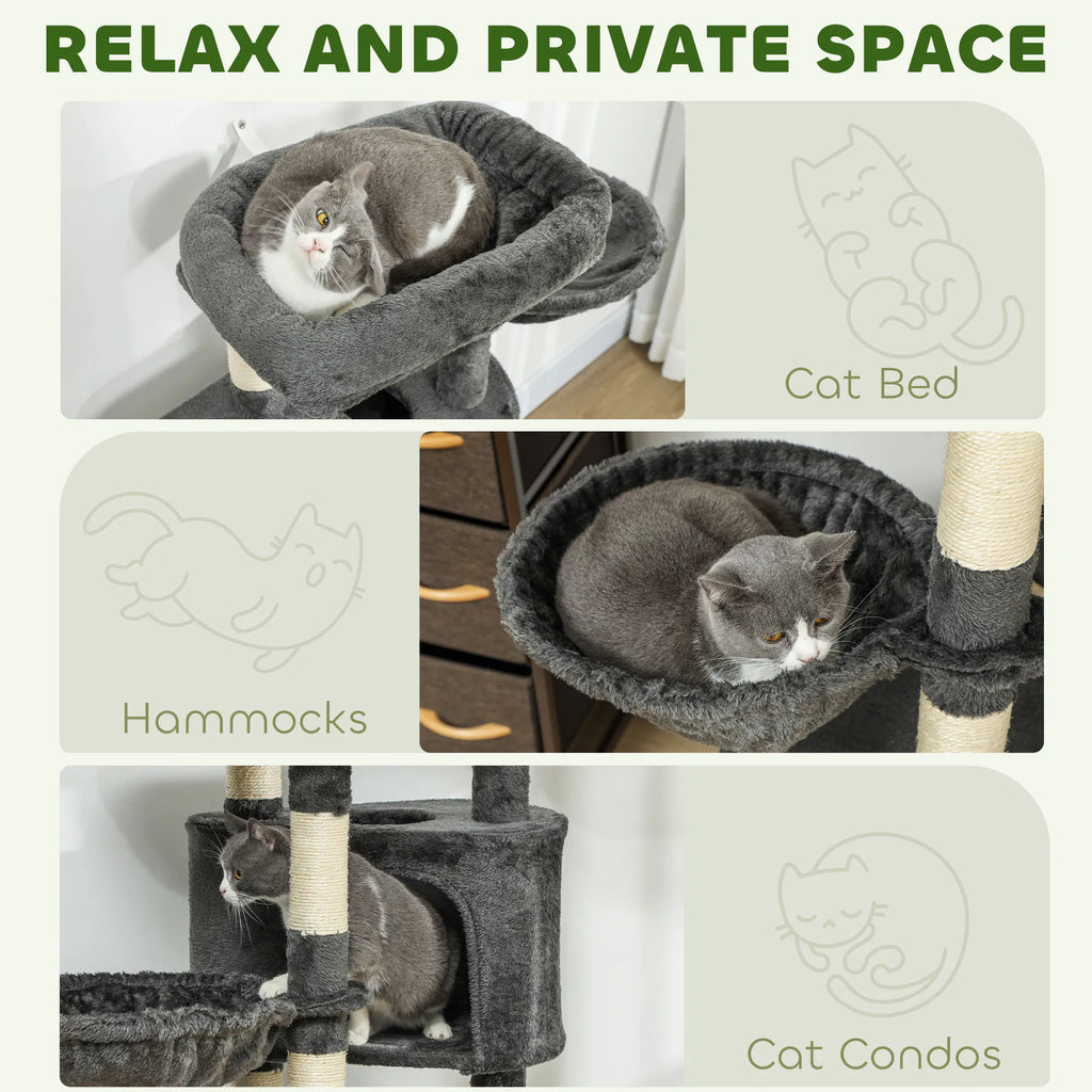 Cat Tree Tower with Scratching Posts and Hammocks – view 7
