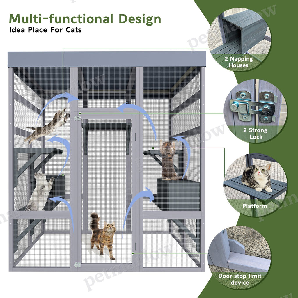 Large Wooden Catio with Waterproof Roof – view 6
