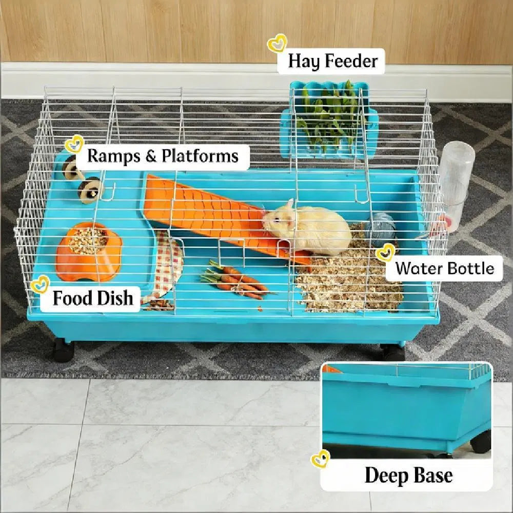 Small Animal Cage for Rabbits and Guinea Pigs with Rolling Base – view 7
