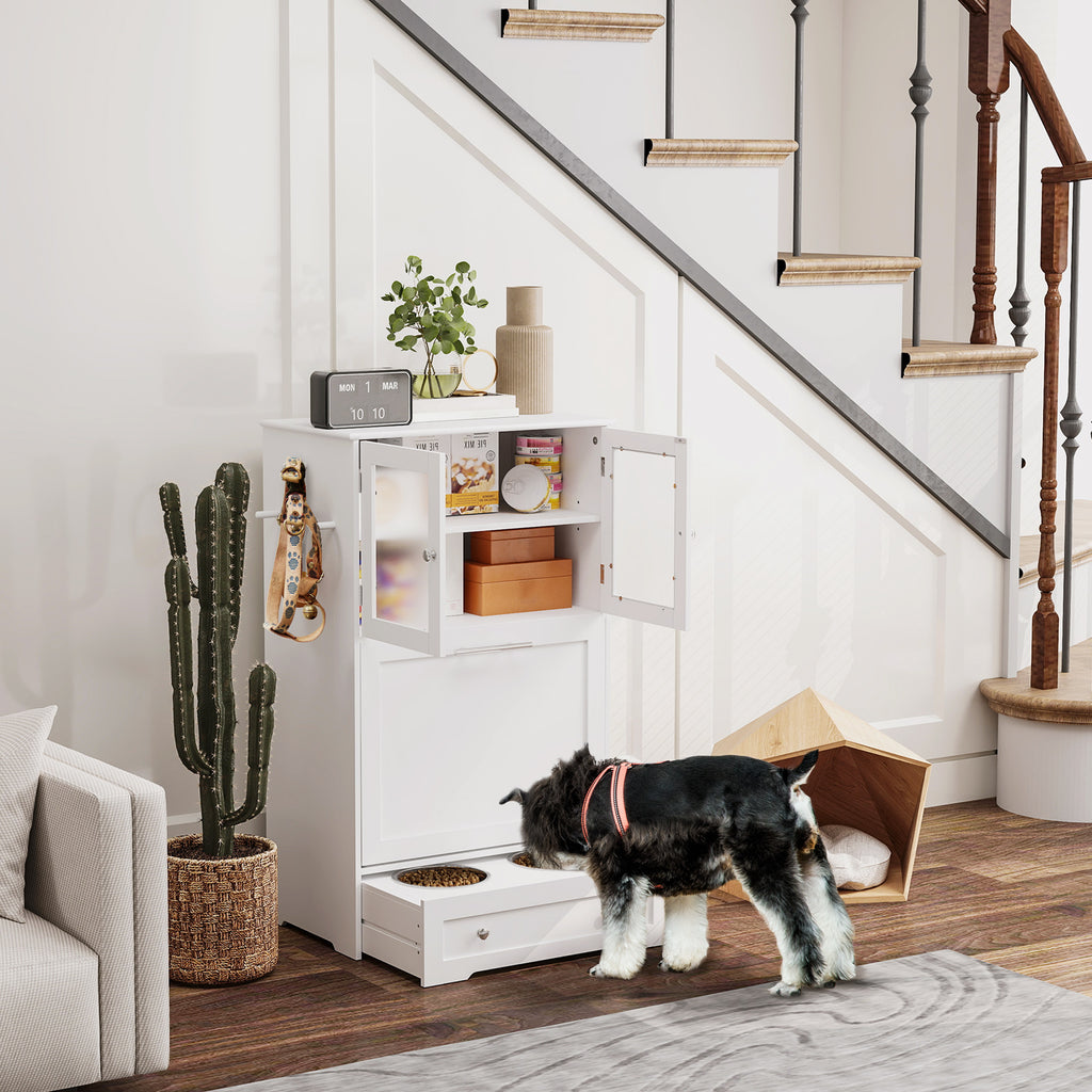 Dog Feeding Station with Storage Cabinets and Bowls – view 8