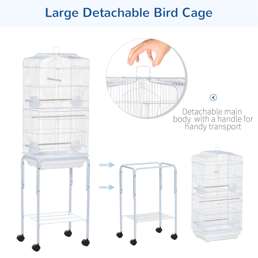 Bird Cage with Play Top and Storage Shelf for Small Birds – view 7
