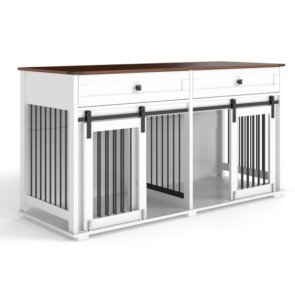 Large Dog Crate Furniture with Double Drawers and Sliding Door – defaulttitle