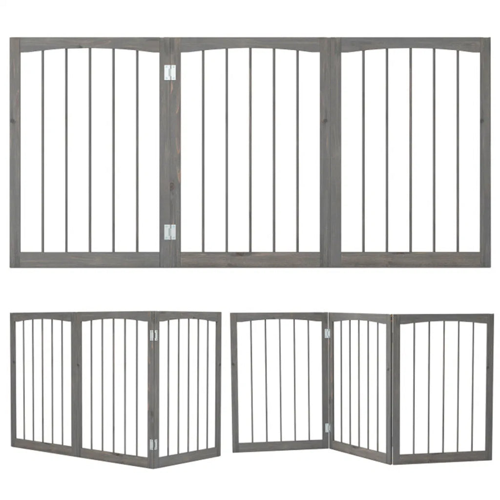 Gray Wooden Pet Fence for Dogs and Cats