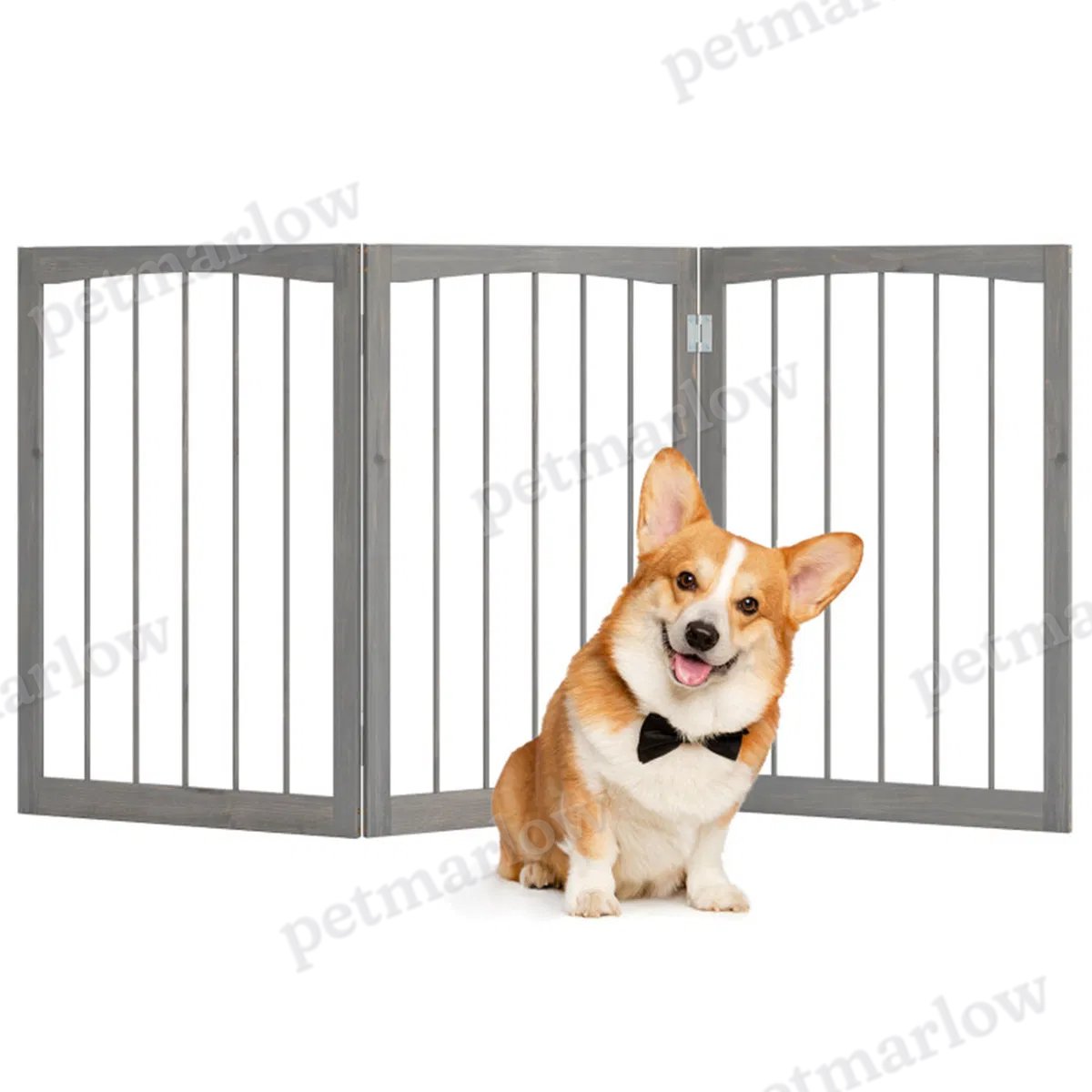 Gray Wooden Pet Fence for Dogs and Cats – view 4